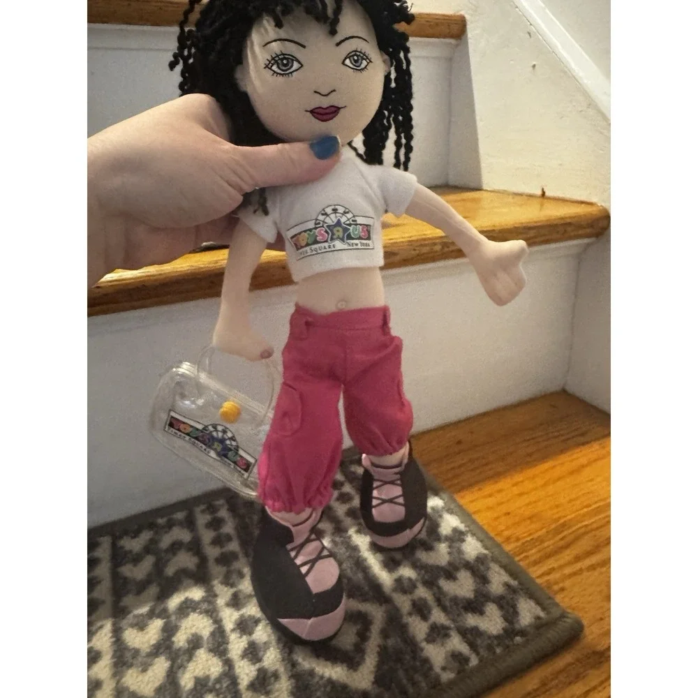 Toys R Us Times Square NY Vintage Plush Girl Doll Purse Belly Shirt Y2K 2001